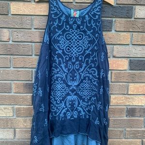 Johnny Was Wynifred Twofer Layered Tunic/Tank, Deep Dawn